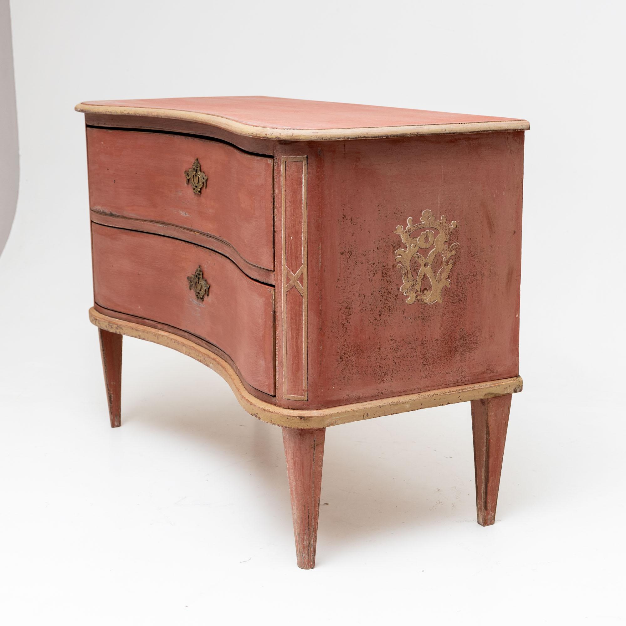 Baroque Painted chest of drawers, Denmark 19th century For Sale