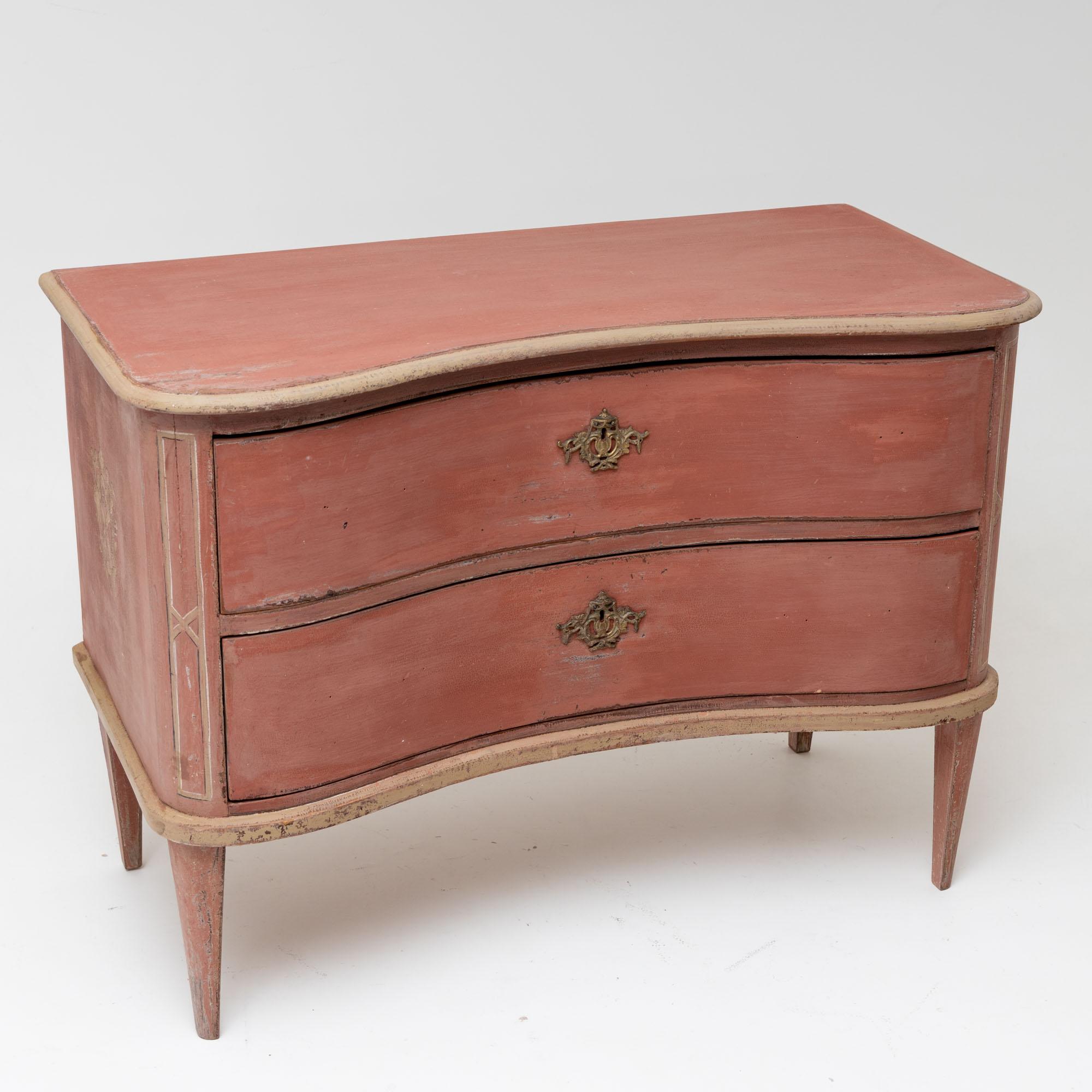 Hand-Painted Painted chest of drawers, Denmark 19th century For Sale