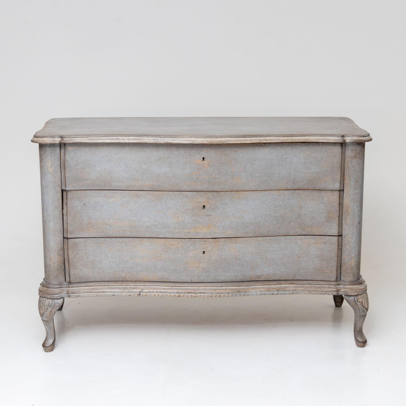 European Painted chest of drawers in baroque style, 20th century