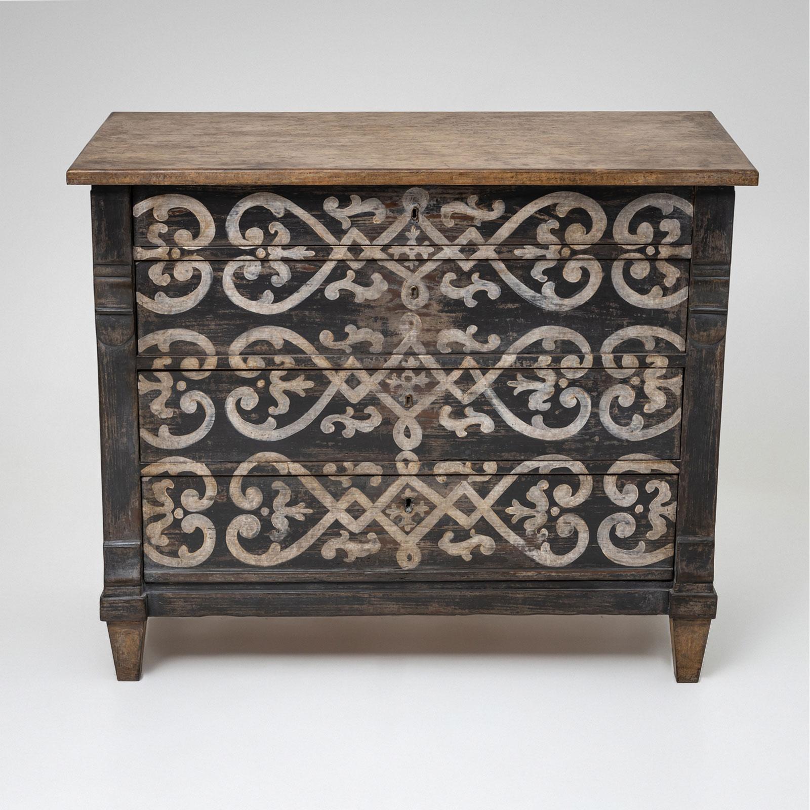 Luigi Filippo Painted Chest of Drawers, Mid-19th Century in vendita
