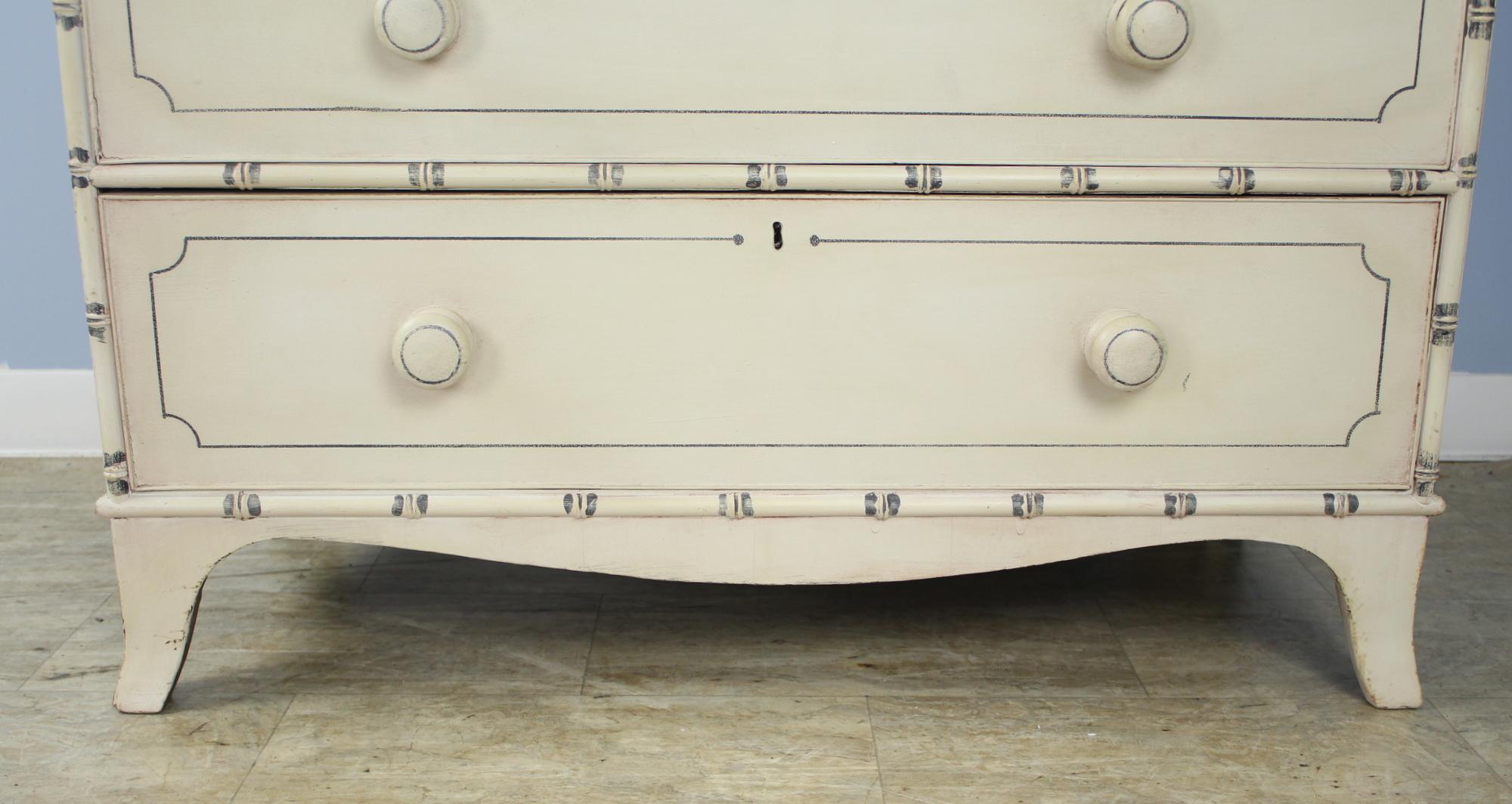 Painted Chest of Drawers with Bamboo Mouldings In Good Condition In Port Chester, NY