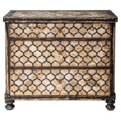 Bemalte Kommode mit Fliesendekor, 19. Jahrhundert