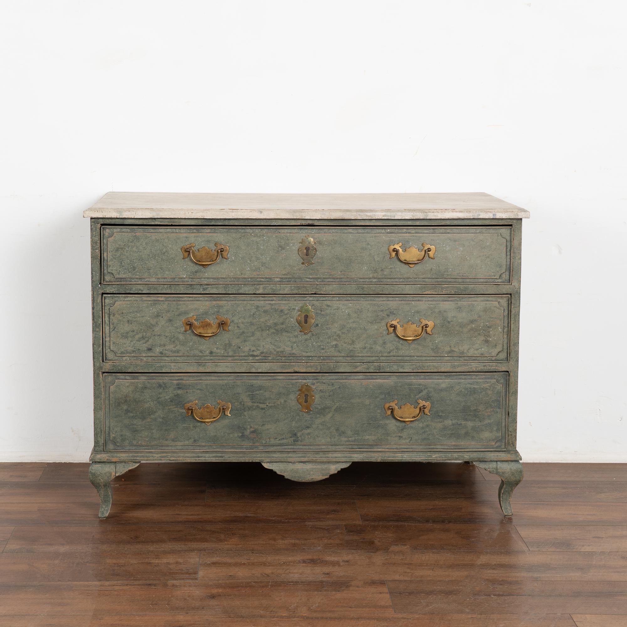 Baroque Painted Chest of Three Drawers, Sweden circa 1820-40