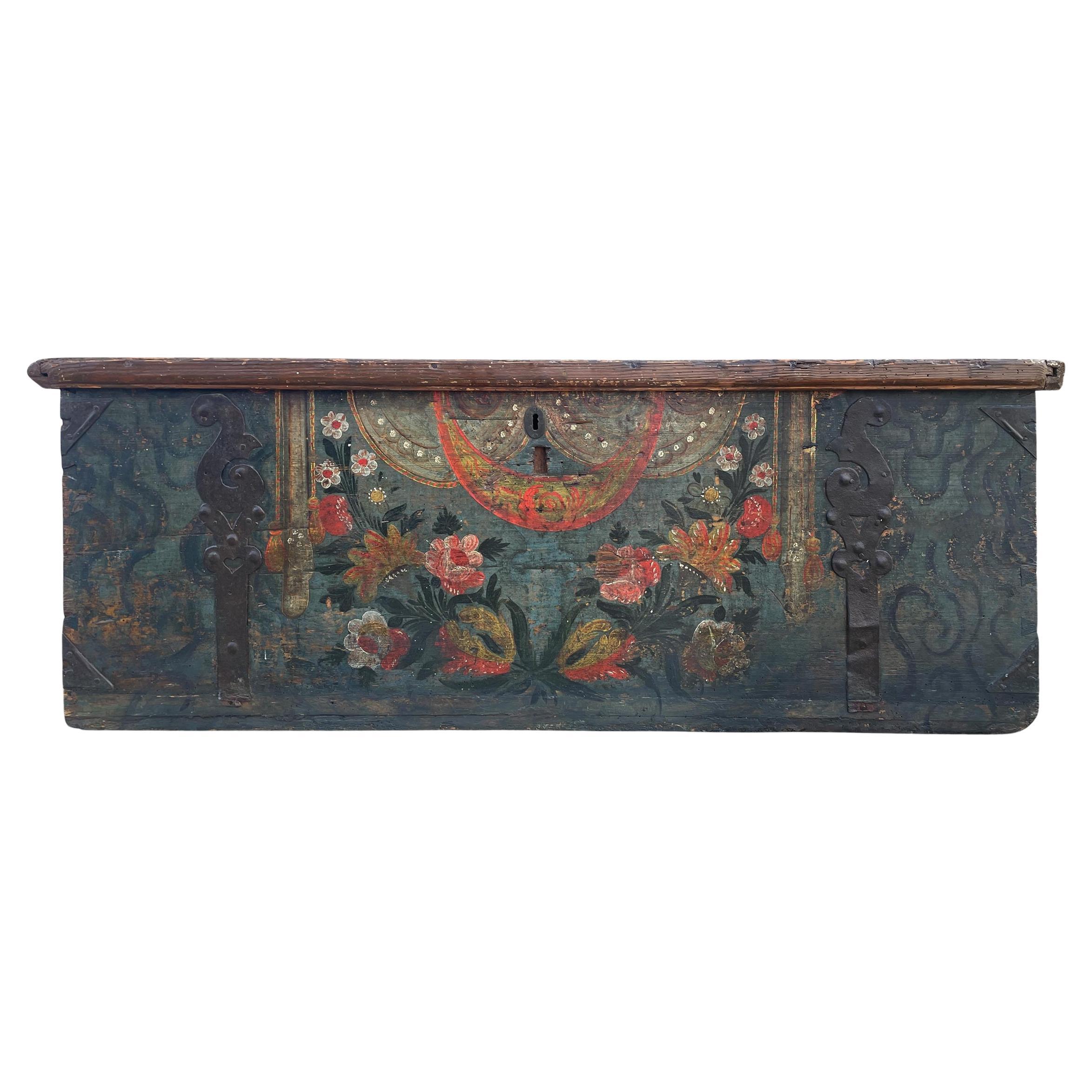 Painted Chest with Floral Decoration Early 19th Century