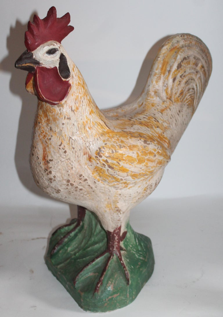 Painted Chicken of Concrete or Garden Ornament at 1stDibs