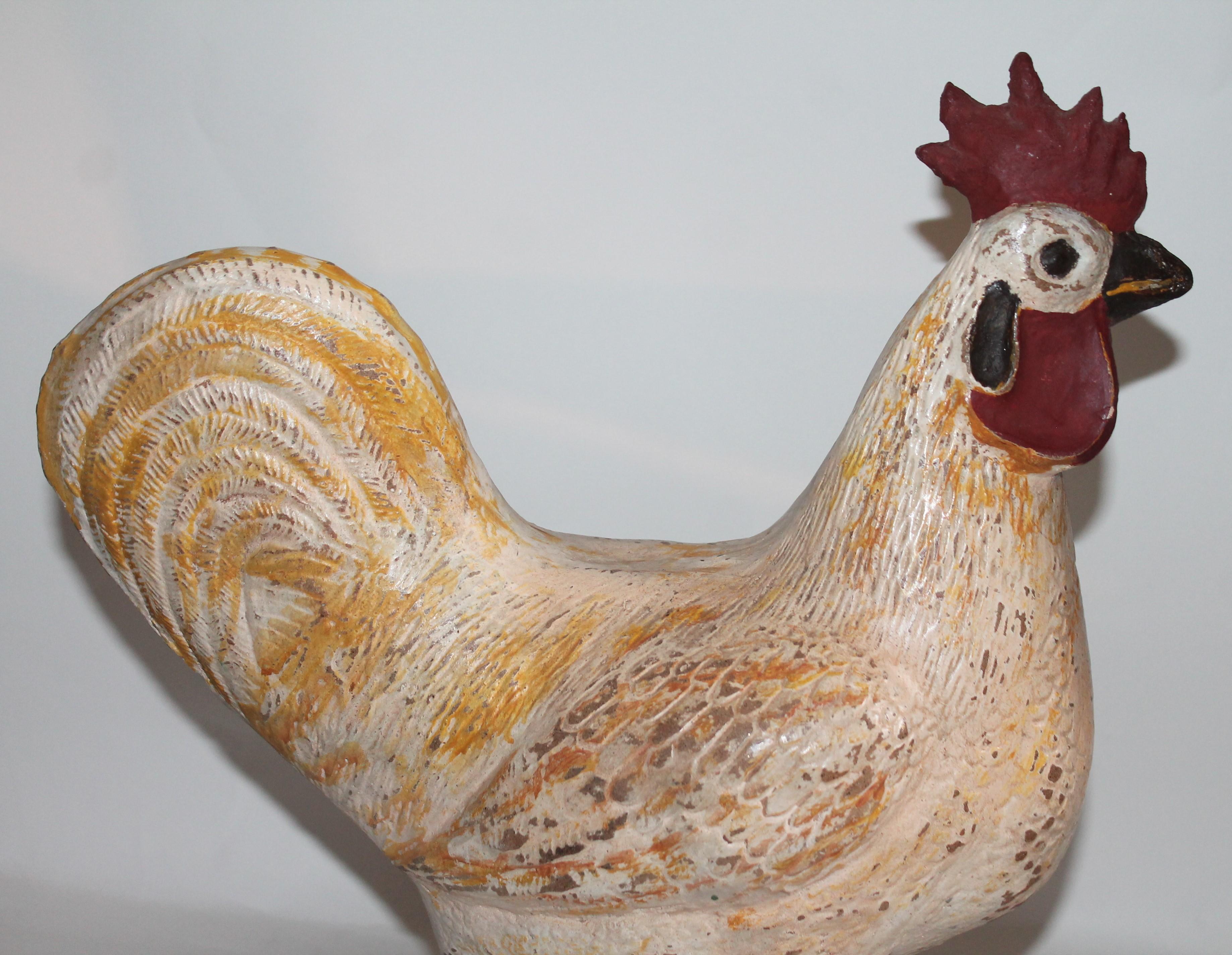 painted concrete chickens