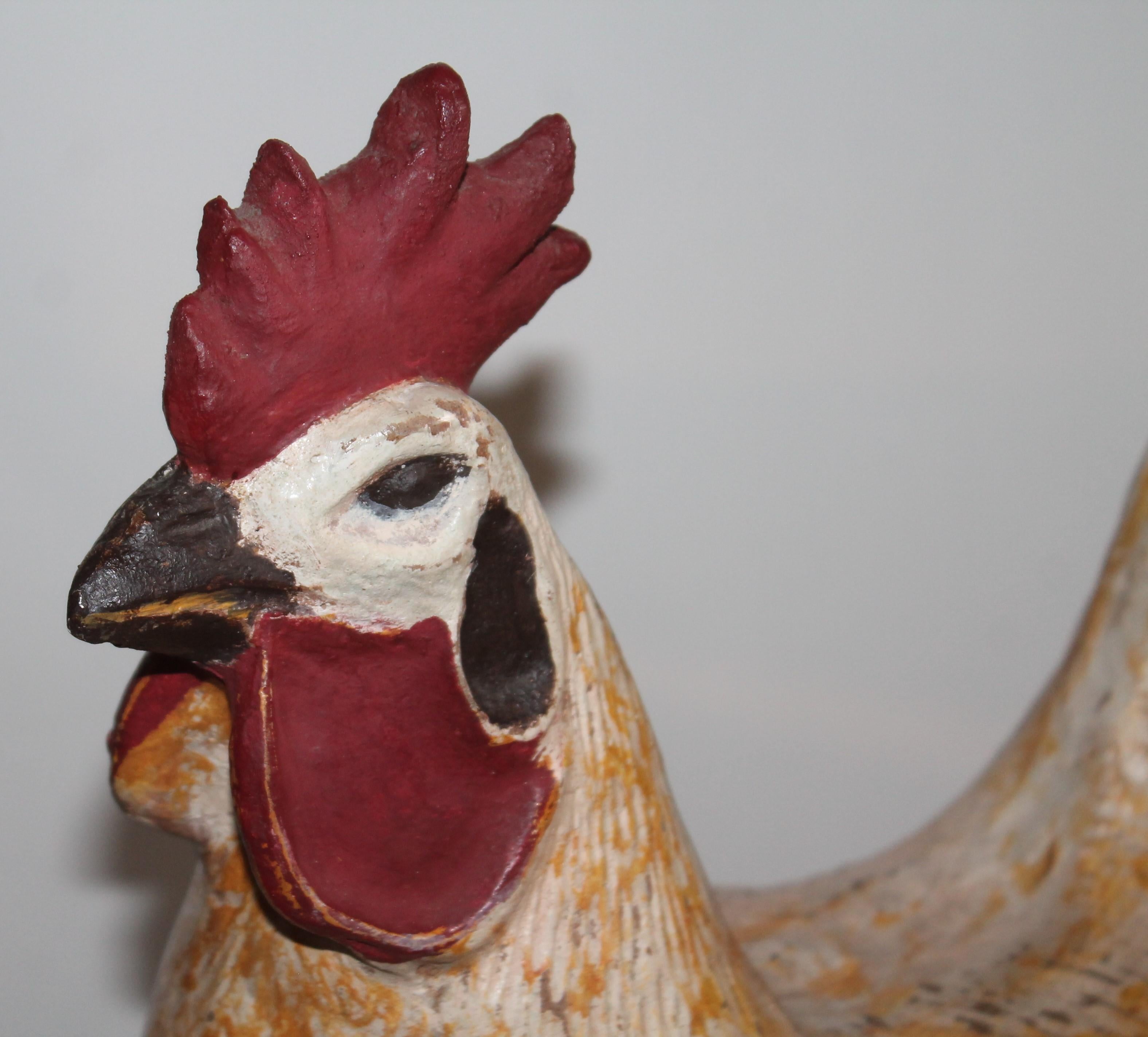 American Painted Chicken of Concrete or Garden Ornament