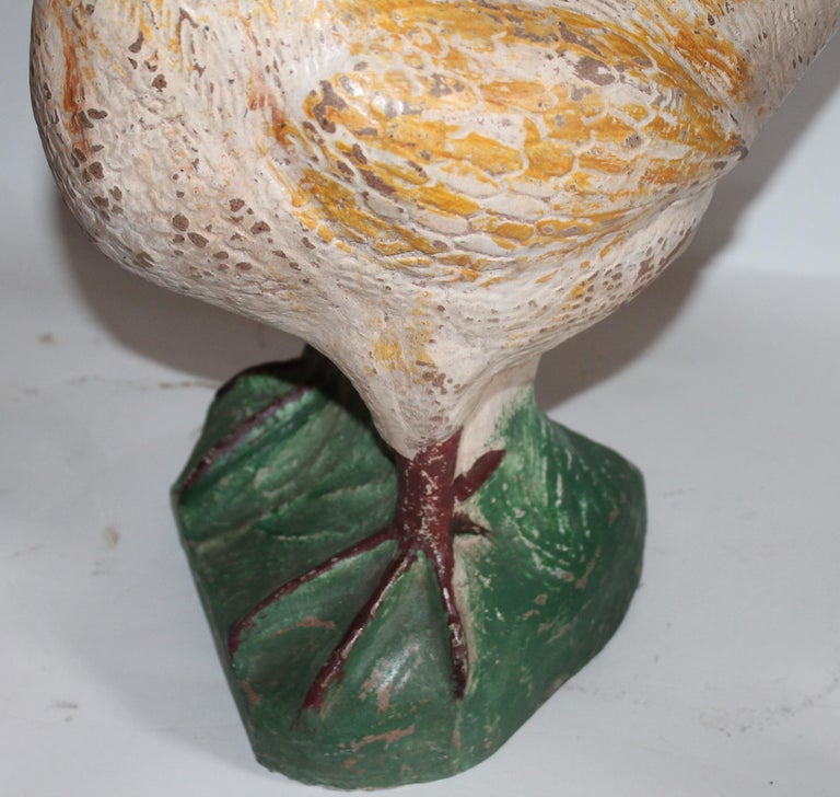 Painted Chicken of Concrete or Garden Ornament at 1stDibs