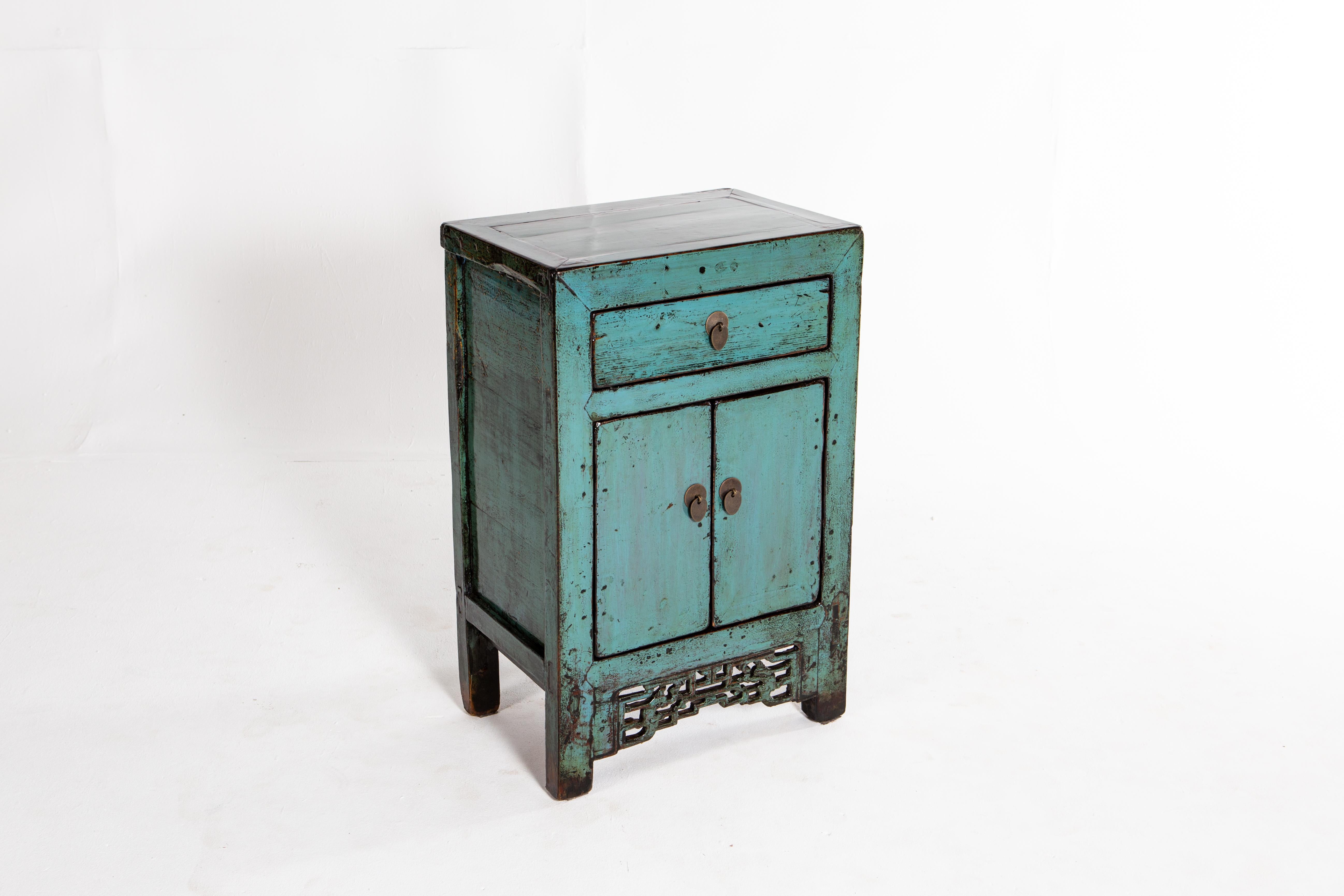 Elm Painted Chinese Cabinet with a Drawer and Pair of Doors