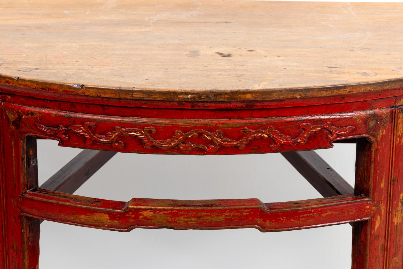 Painted Chinese Demilune Tables In Good Condition In Stamford, CT