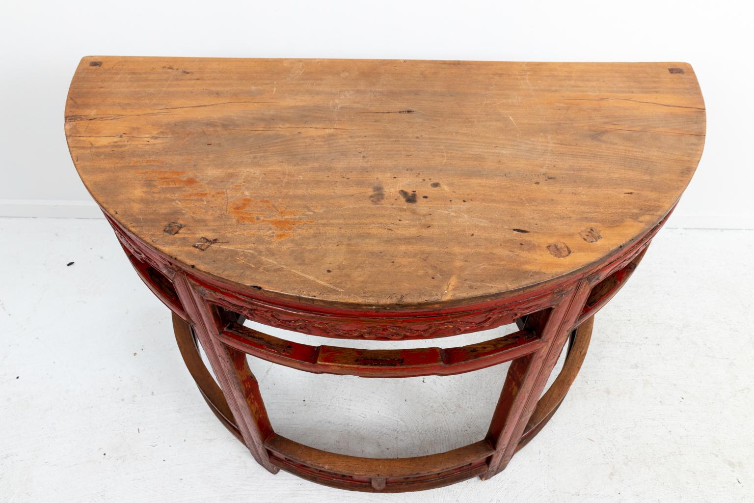 19th Century Painted Chinese Demilune Tables