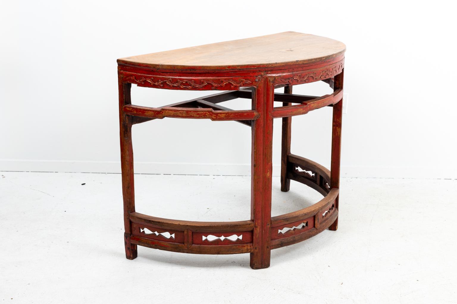 Wood Painted Chinese Demilune Tables