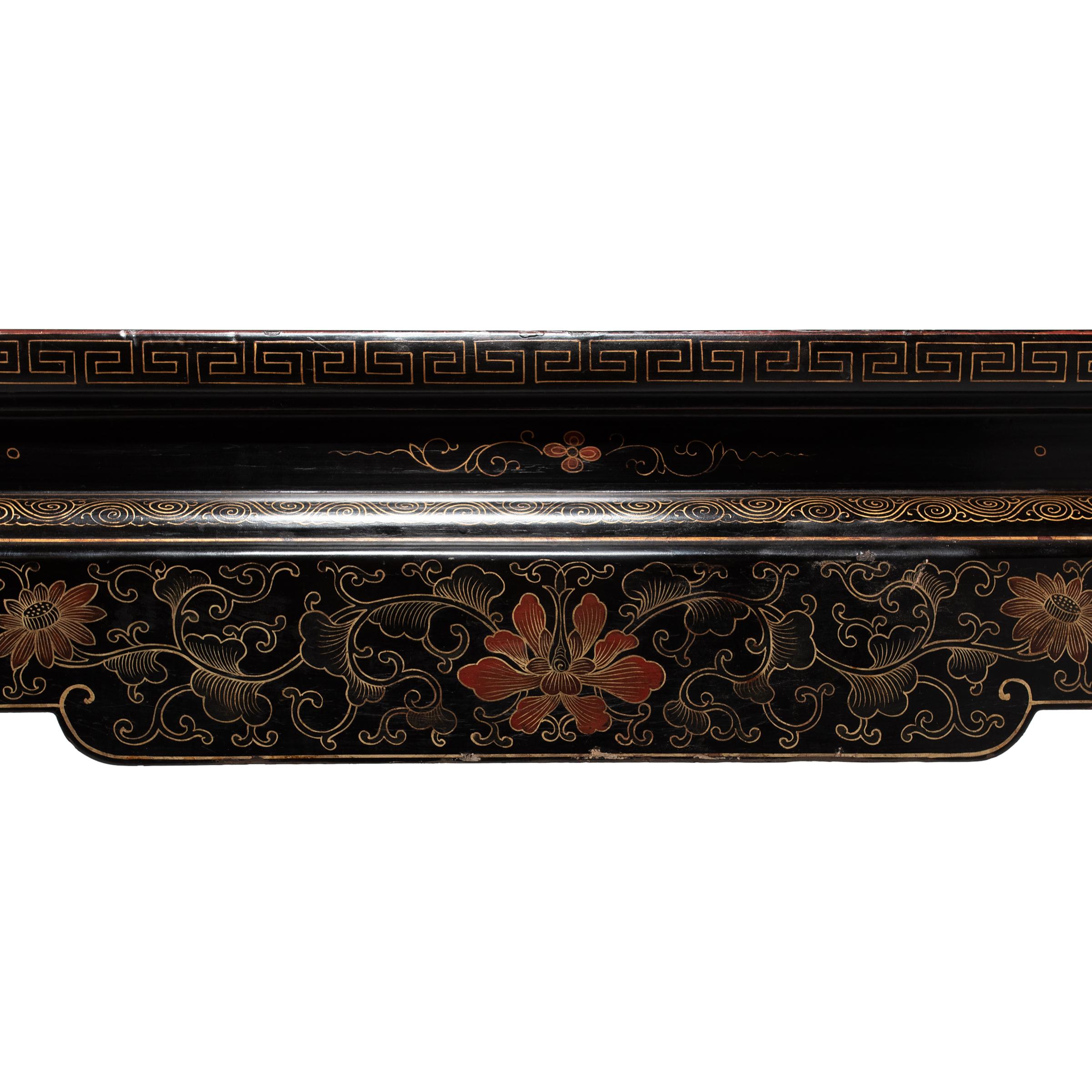 Painted Chinese Kang Table with Stone Inlay, c. 1900 For Sale 4