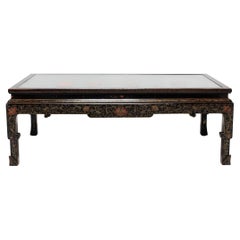 Antique Painted Chinese Kang Table with Stone Inlay, c. 1900