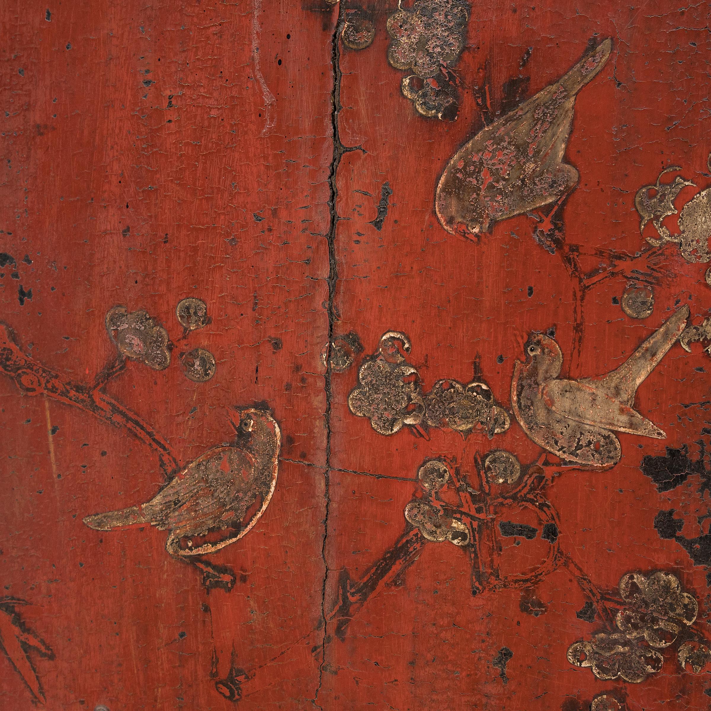 Bemalter chinesischer rot lackierter Schrank, um 1850 im Angebot 3