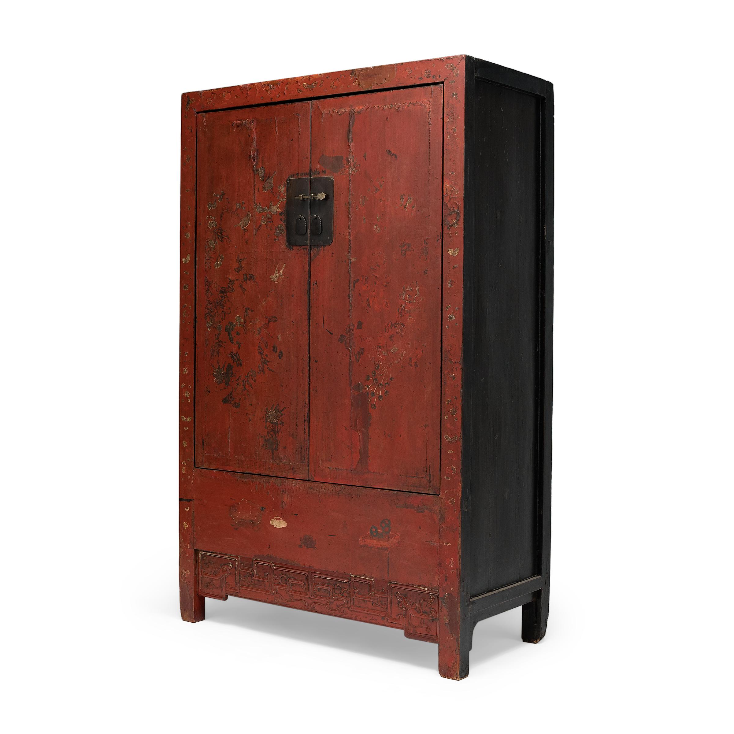 chinese antique red lacquer cabinet