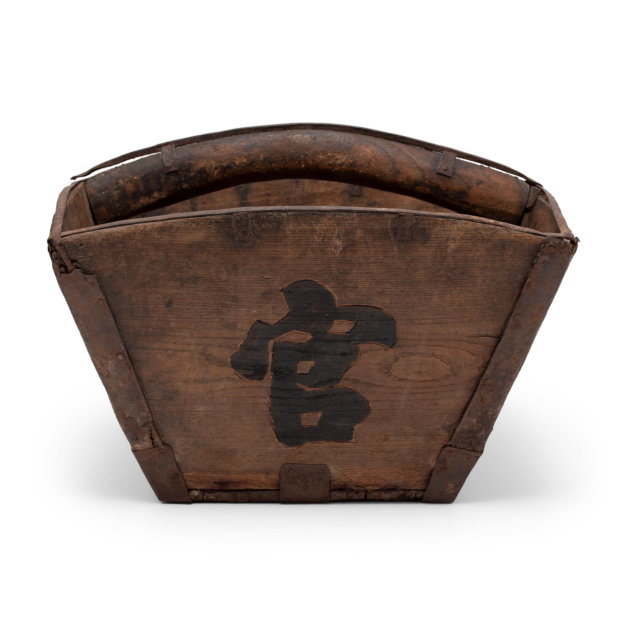 Qing Painted Chinese Rice Measure, c. 1900 For Sale