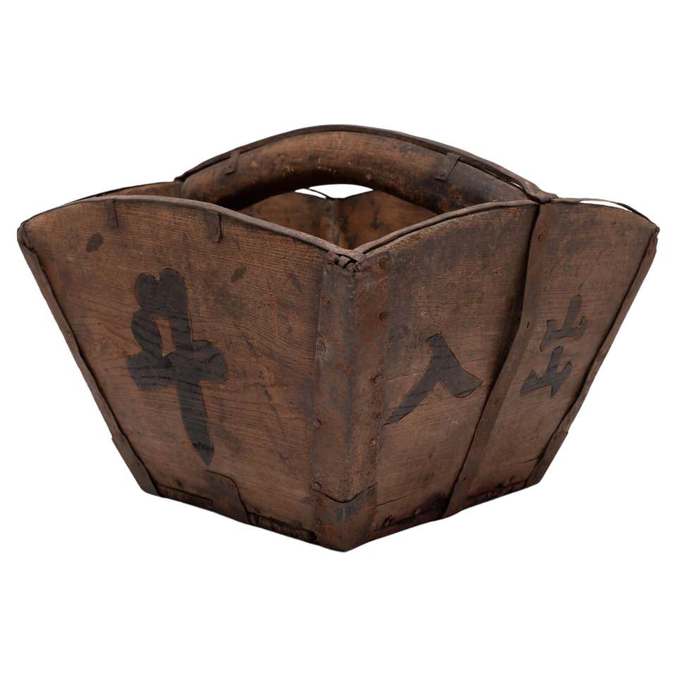 Chinese Red Lacquer Carrying Basket For Sale at 1stDibs