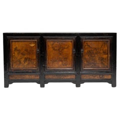 Antique Painted Chinese Three Door Coffer, c. 1850