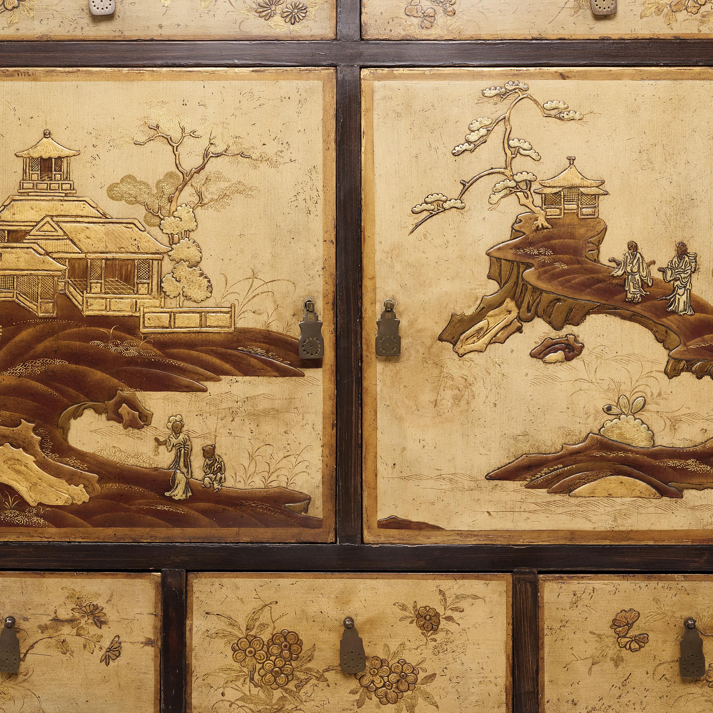 Painted Chinoiserie Bar Cabinet on Cabriole Stand 1