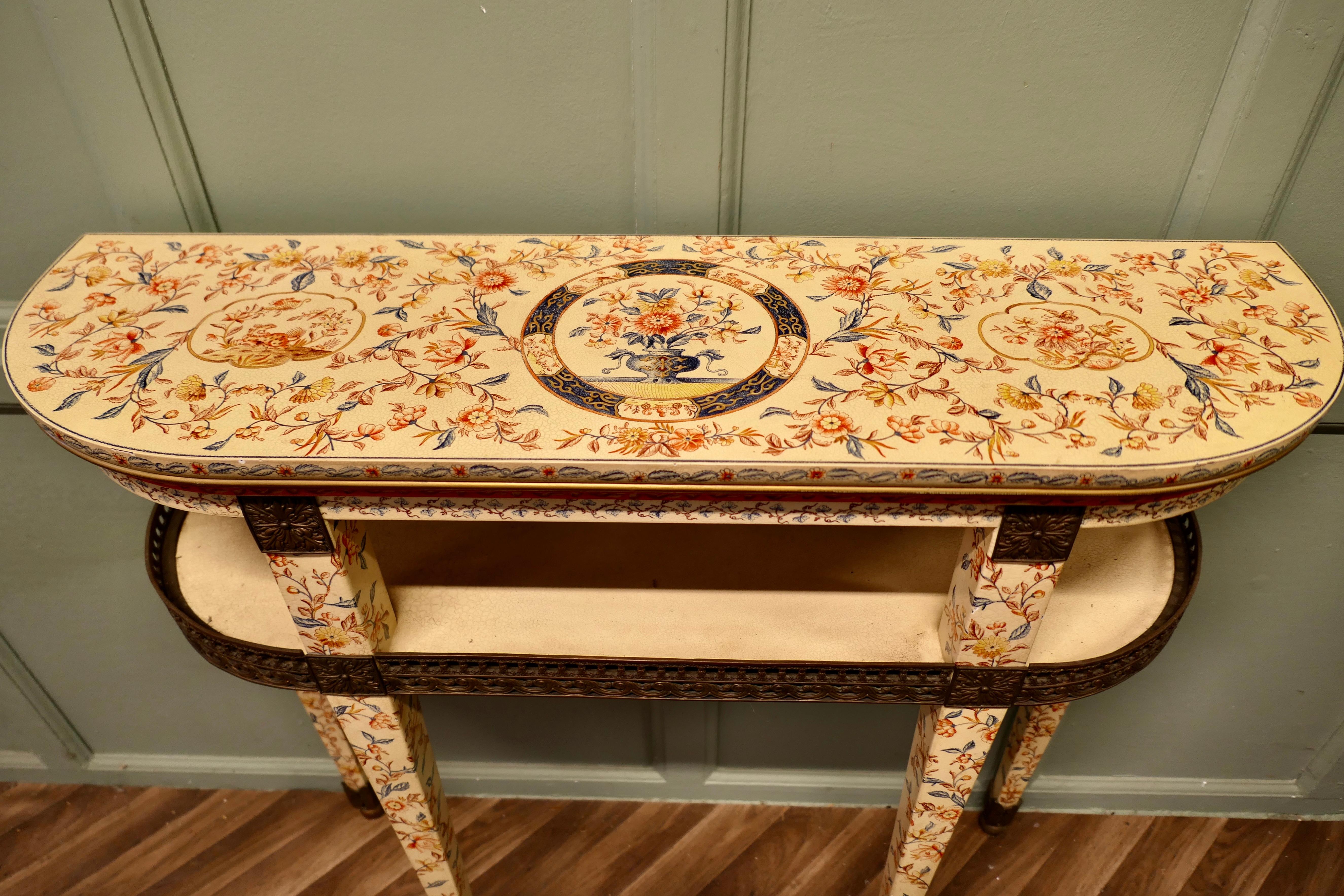 Mid-20th Century Painted Chinoiserie Console Table,  Imari Chinoiserie Style For Sale