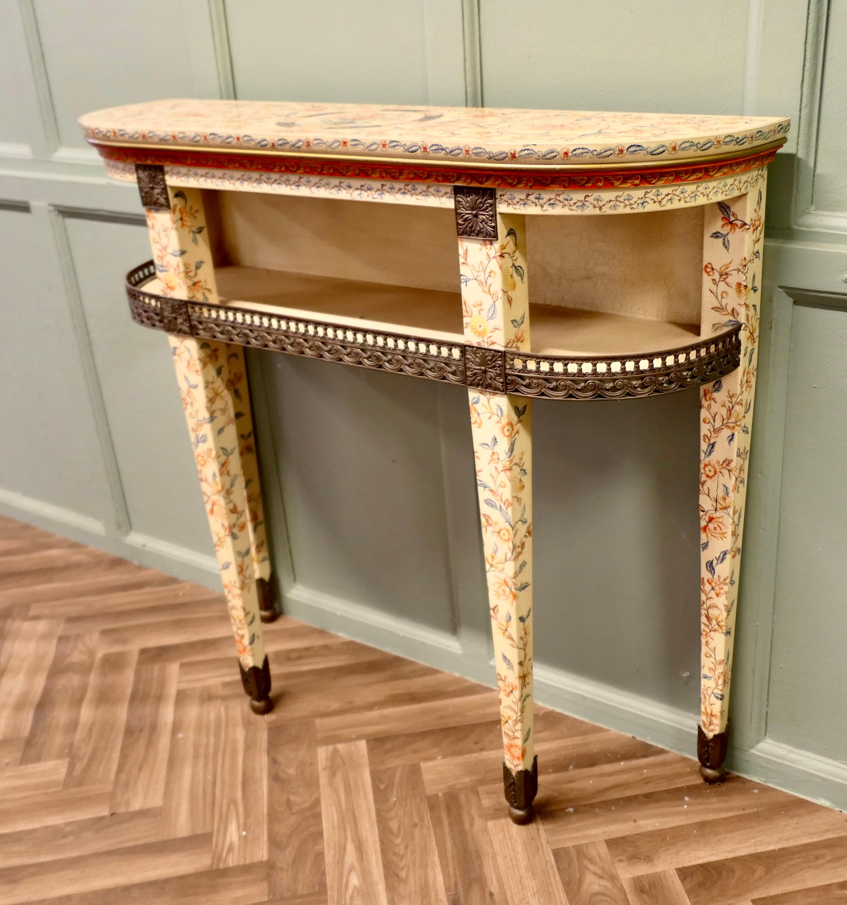 Pine Painted Chinoiserie Console Table,  Imari Chinoiserie Style For Sale