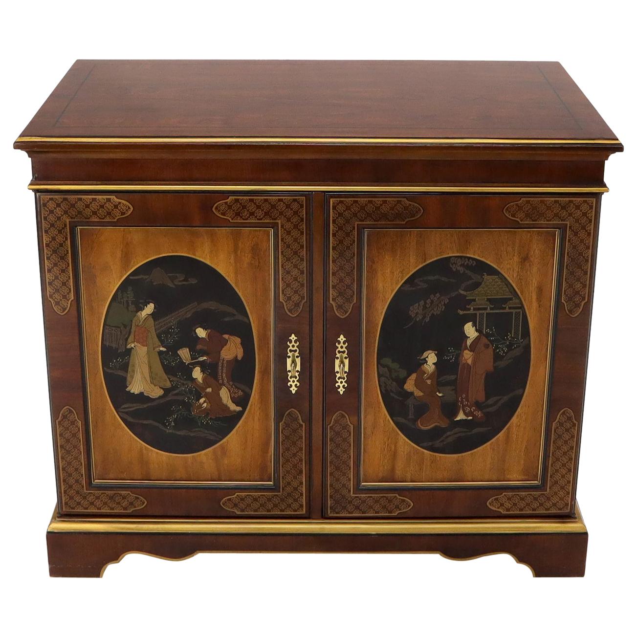 Painted Chinoiserie Two Doors Server Cabinet by Drexel