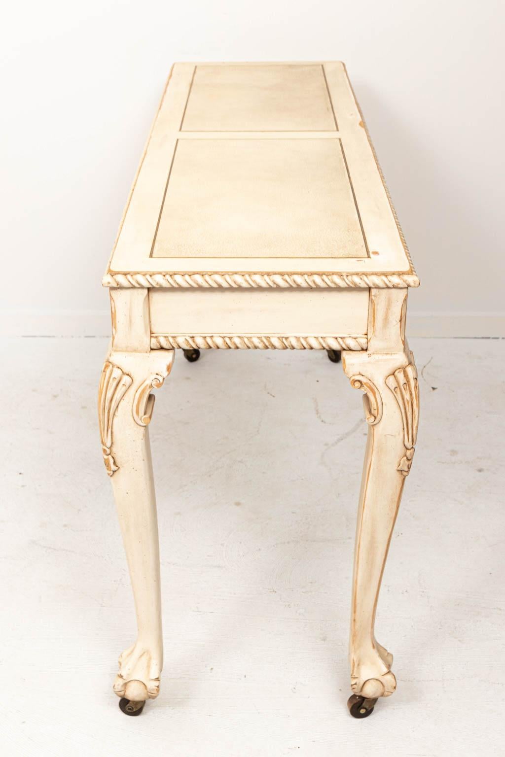 Painted Chippendale Style Ball and Claw Console Table 2