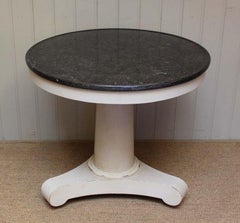 Painted Circular Granite Top Pedestal Table