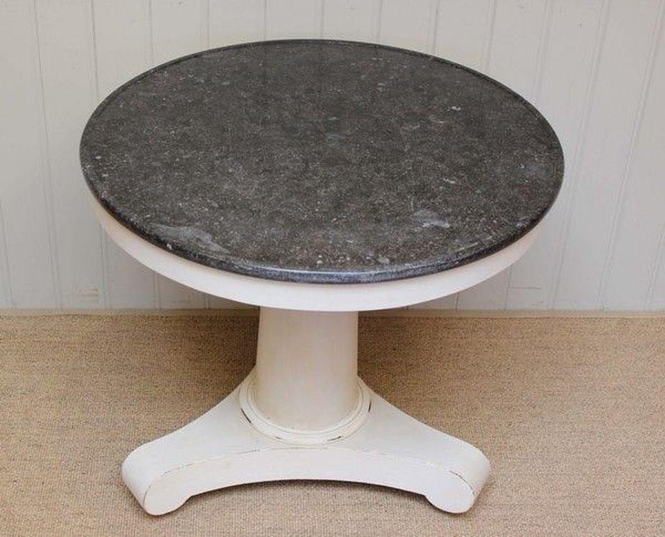 19th Century Painted Circular Granite Top Pedestal Table For Sale