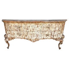 Painted Coastal Distressed Rustic Console Buffet Table