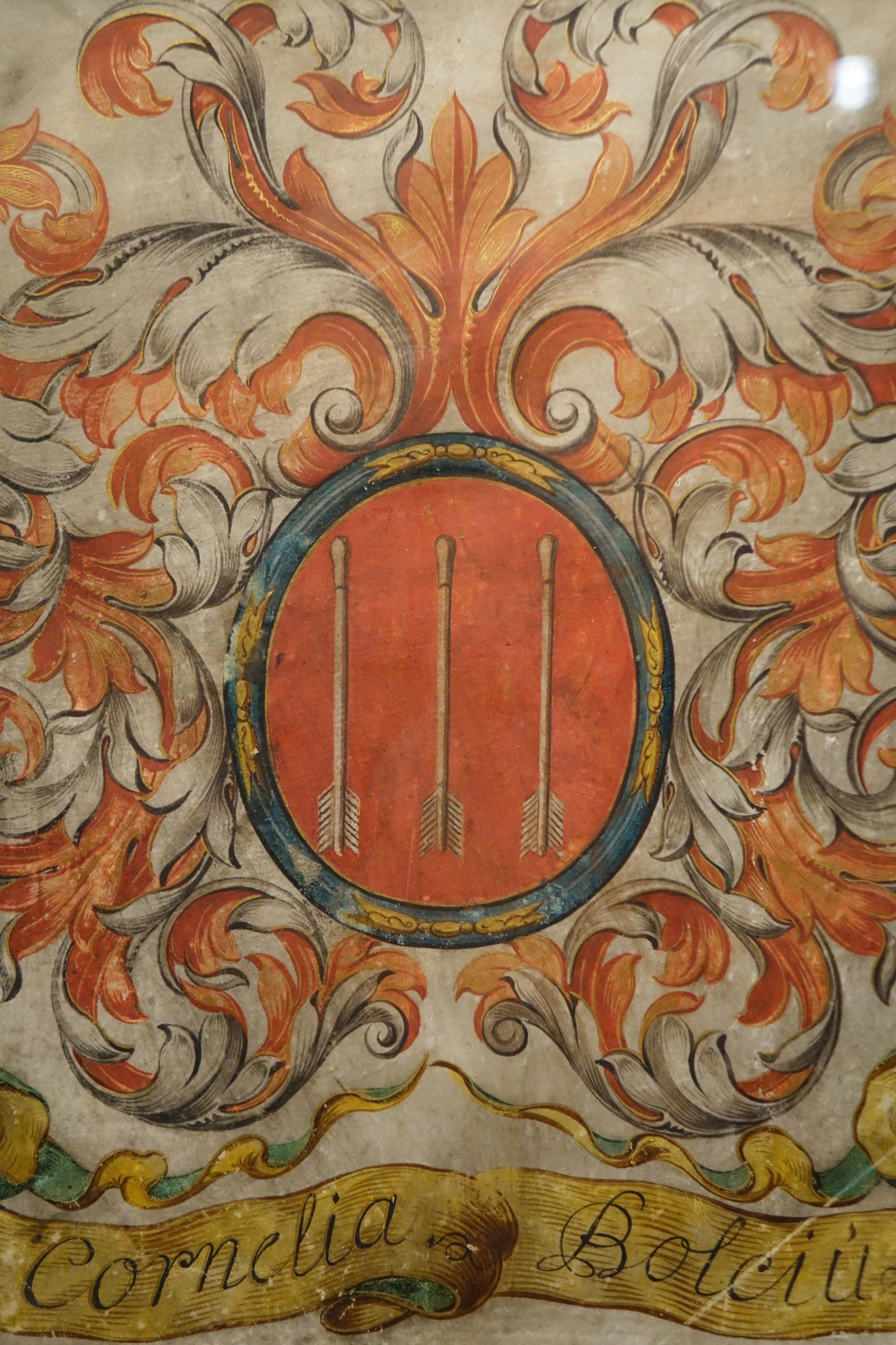 Gemaltes Wappen auf Vellum, Flandern, 17. Jh. (Barock) im Angebot