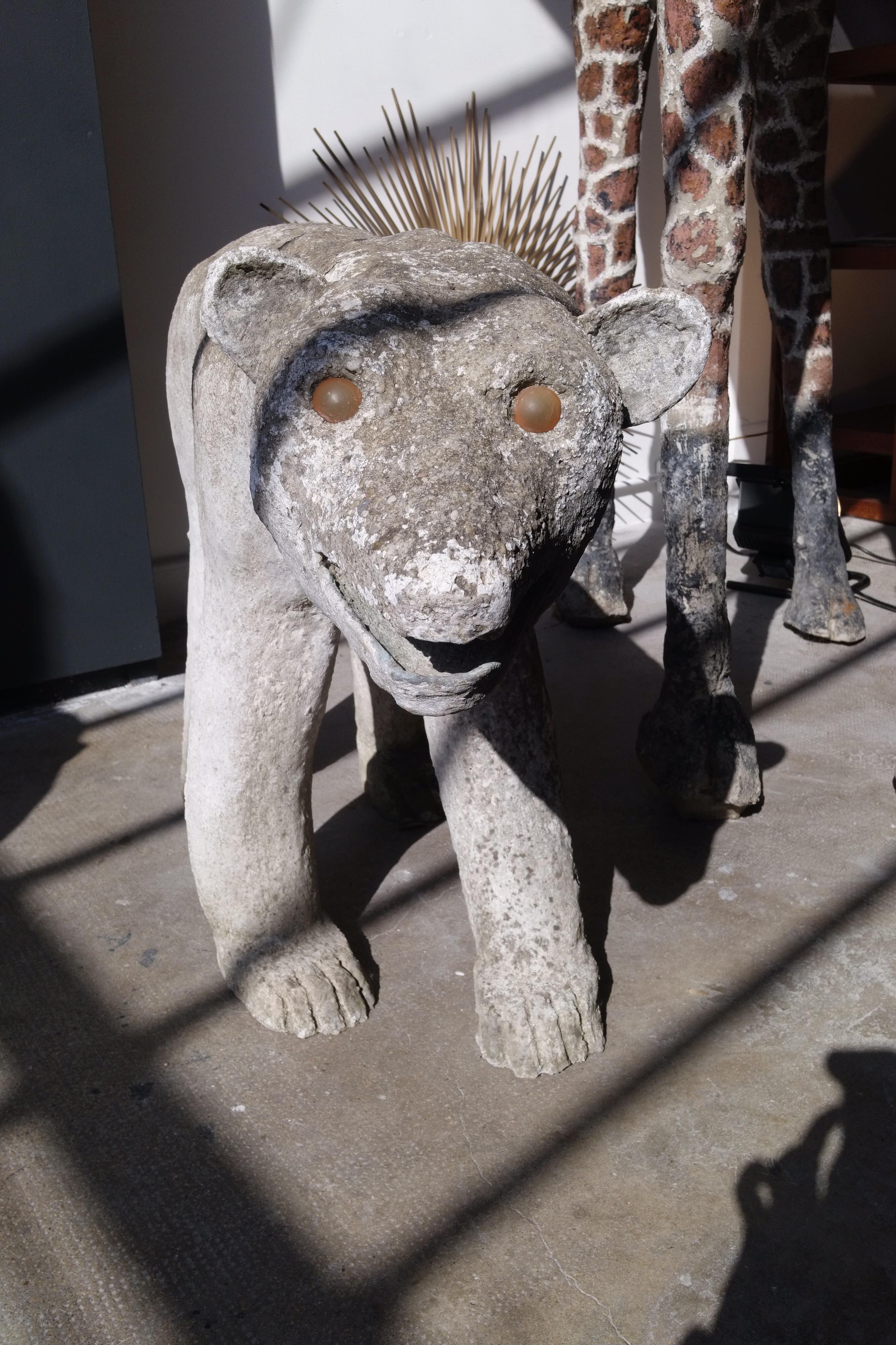 painted concrete bear statue coming from a Normandy zoo, France, circa 1900
Grey.
