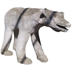 Antique Painted Concrete Bear Coming from a Normandy Zoo, France, circa 1900