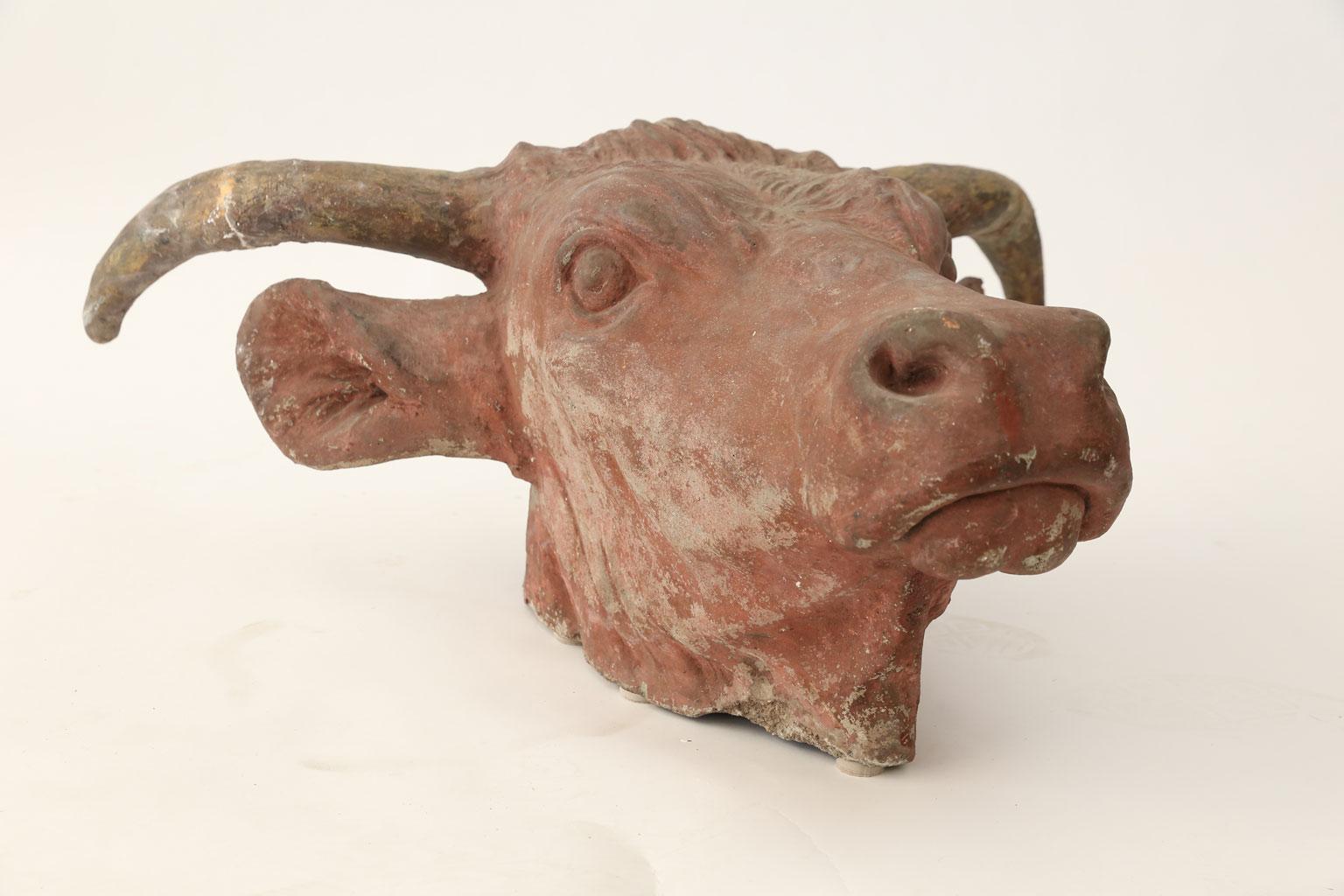 Folk Art Wonderfully Detailed Concrete Cow Head