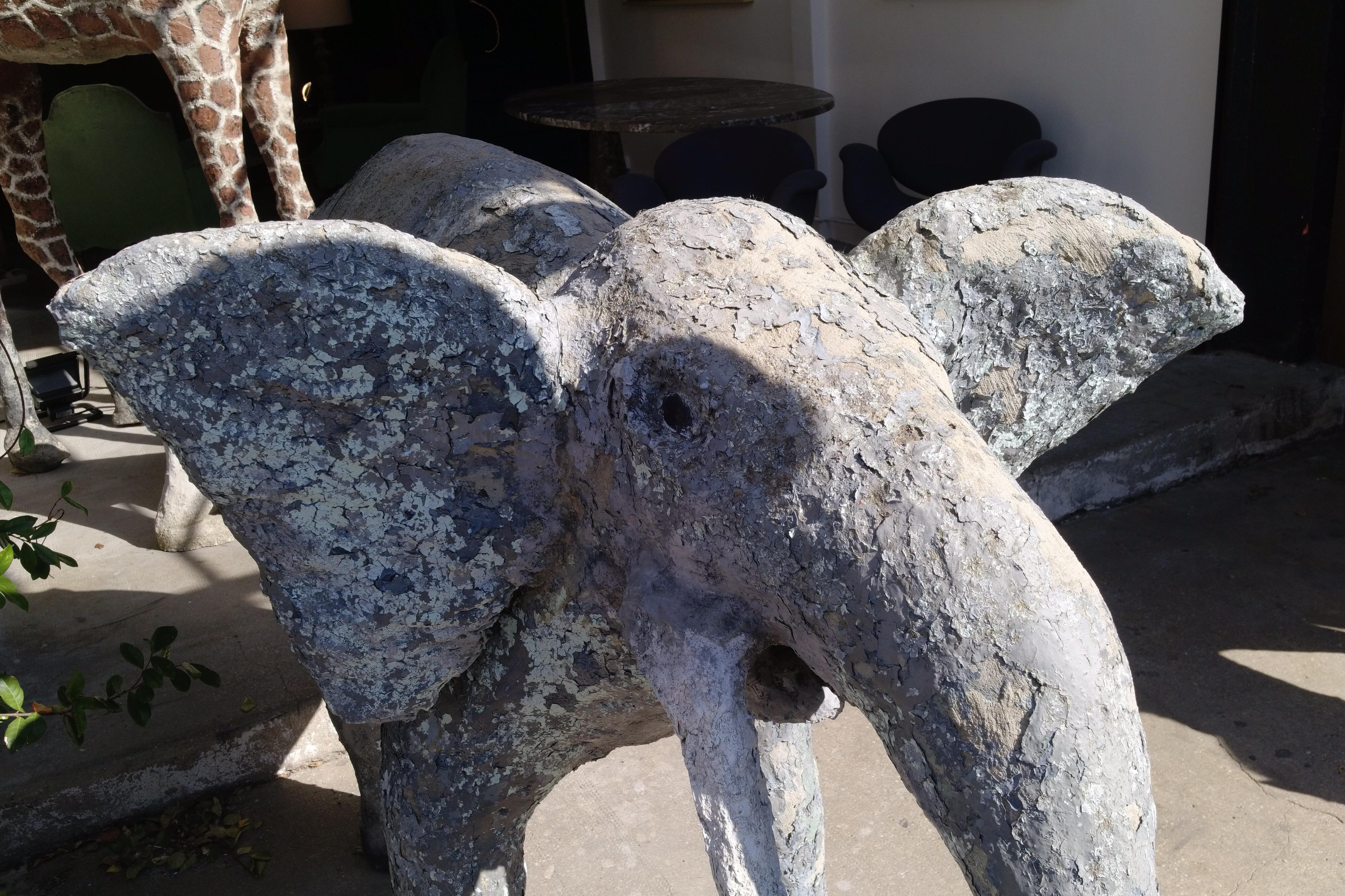 Painted Concrete Elephant Coming from a Normandy Zoo, France, circa 1900 For Sale 5