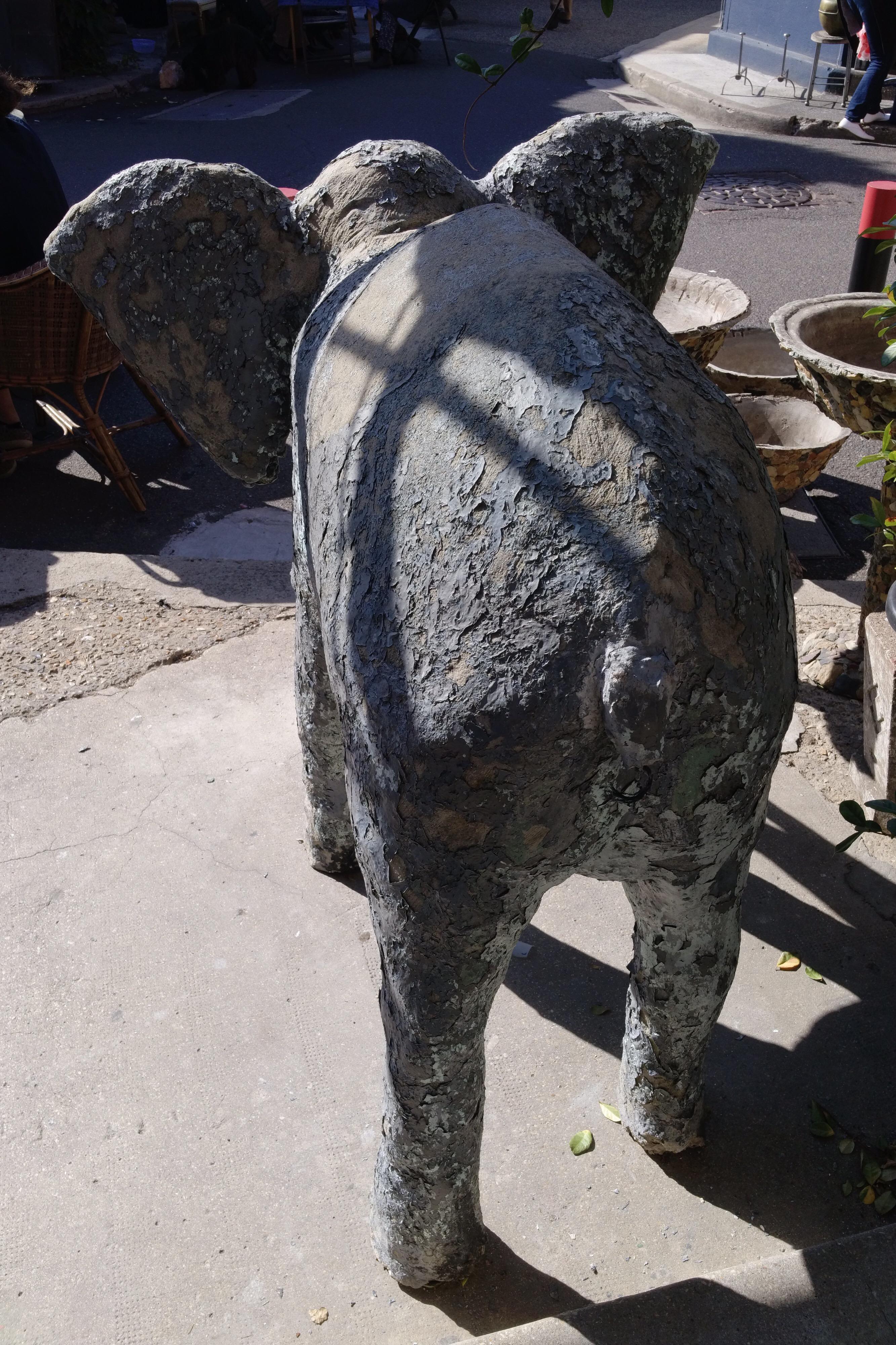 Painted Concrete Elephant Coming from a Normandy Zoo, France, circa 1900 For Sale 1