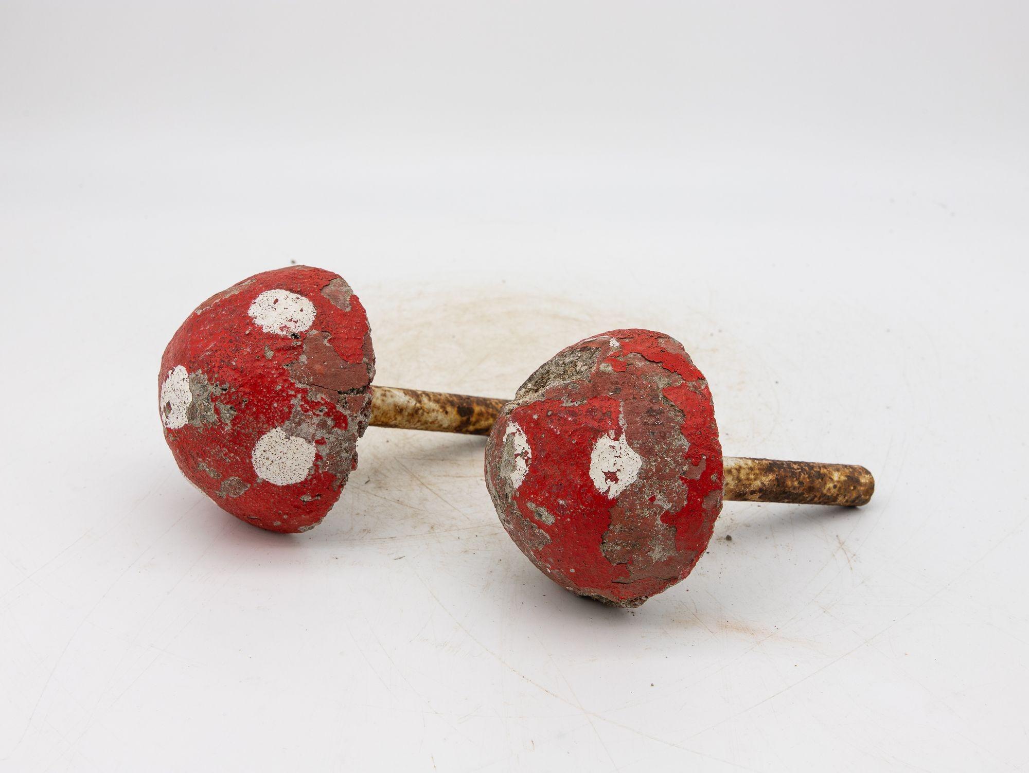 Painted Concrete Garden Mushroom Statues, France 1950s For Sale 5