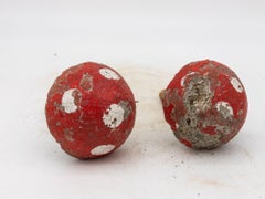 Painted Concrete Garden Mushroom Statues, France 1950s