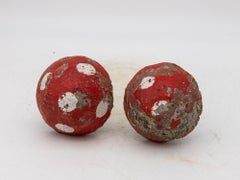 Painted Concrete Garden Mushroom Statues, France 1950s