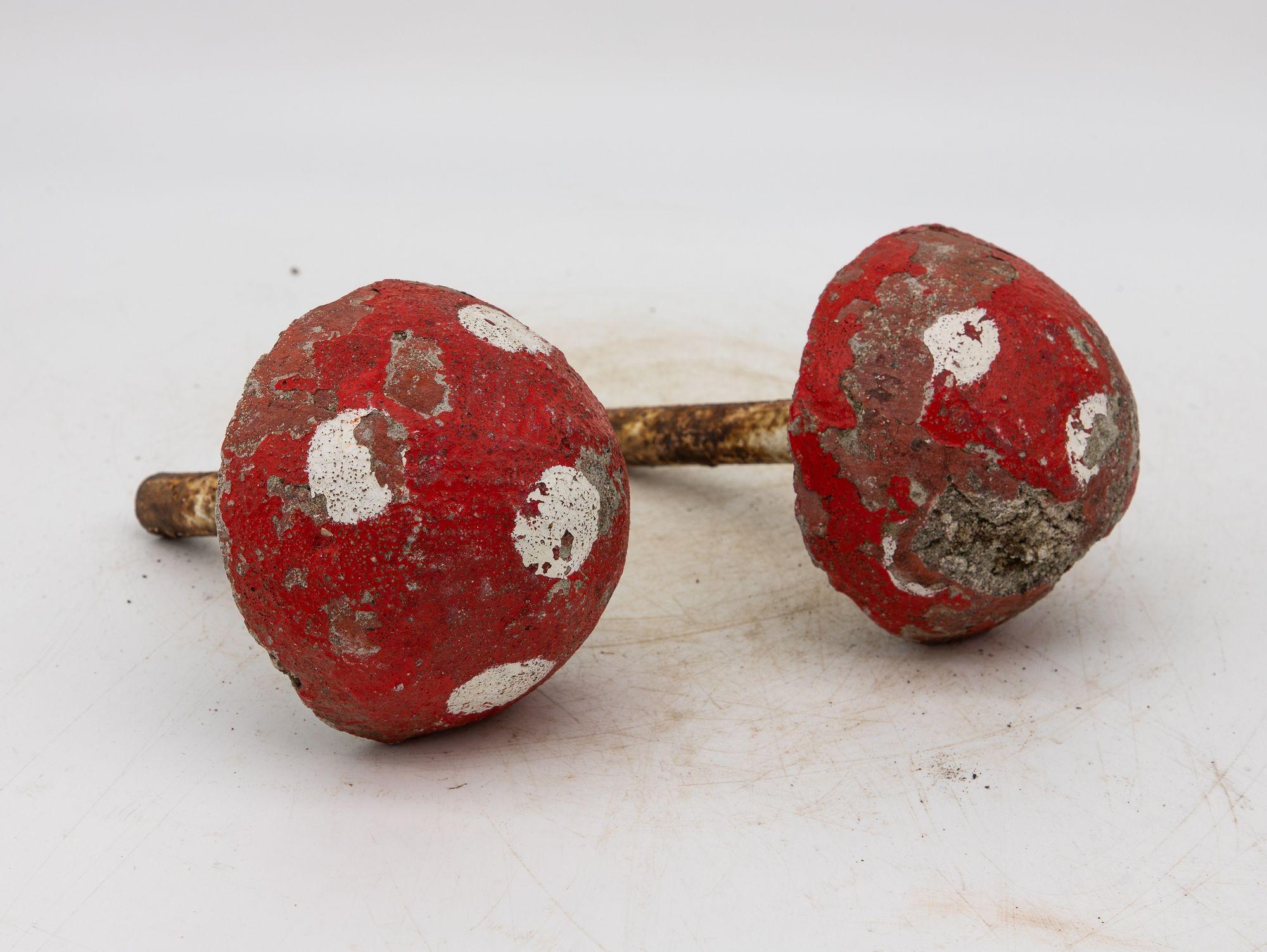Mid-20th Century Painted Concrete Garden Mushroom Statues, France 1950s For Sale