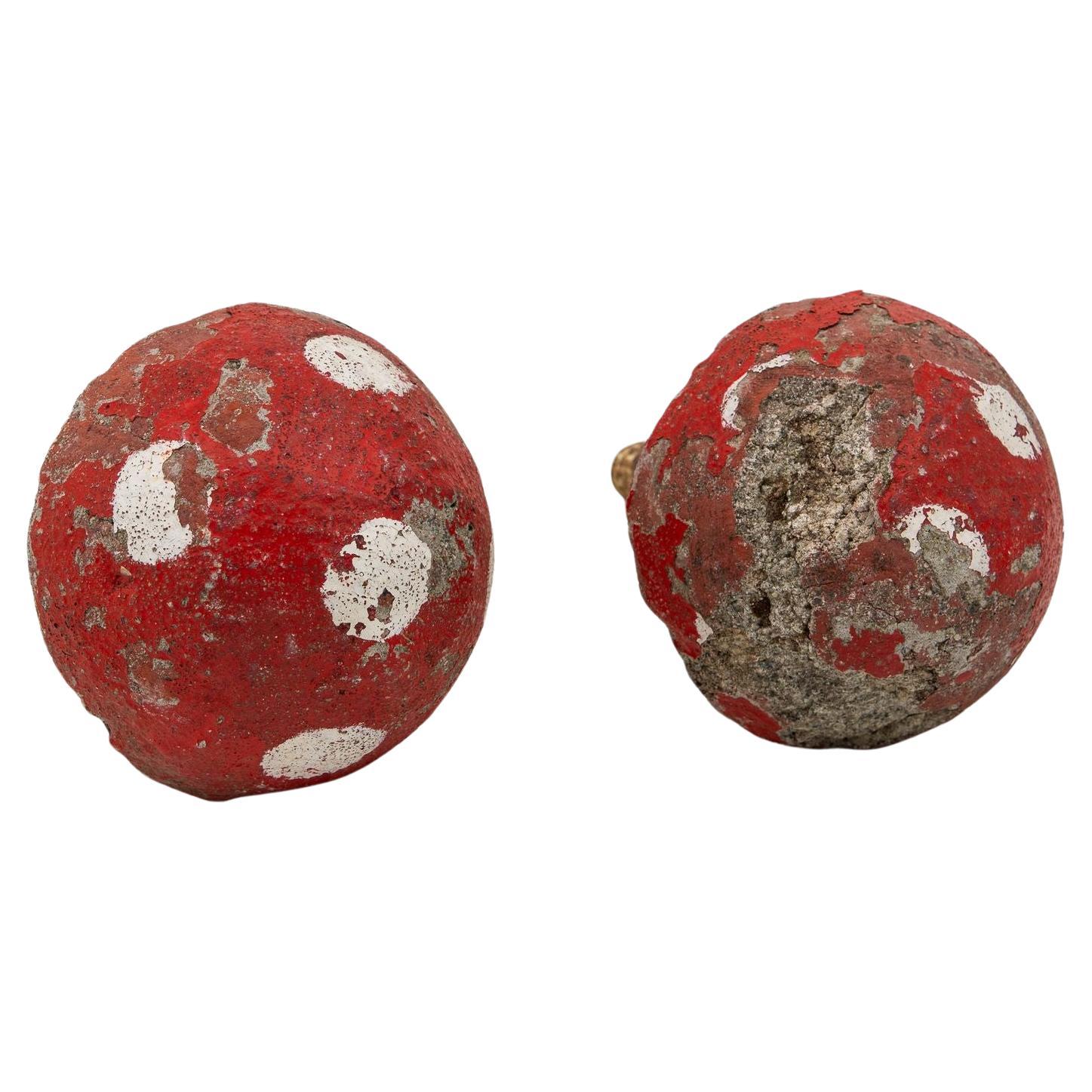 Painted Concrete Garden Mushroom Statues, France 1950s For Sale