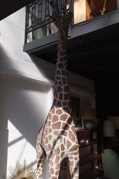 Painted Concrete Giraffe Coming from a Normandy Zoo, France, circa 1900