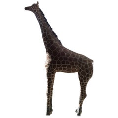 Antique Painted Concrete Giraffe Coming from a Normandy Zoo, France, circa 1900