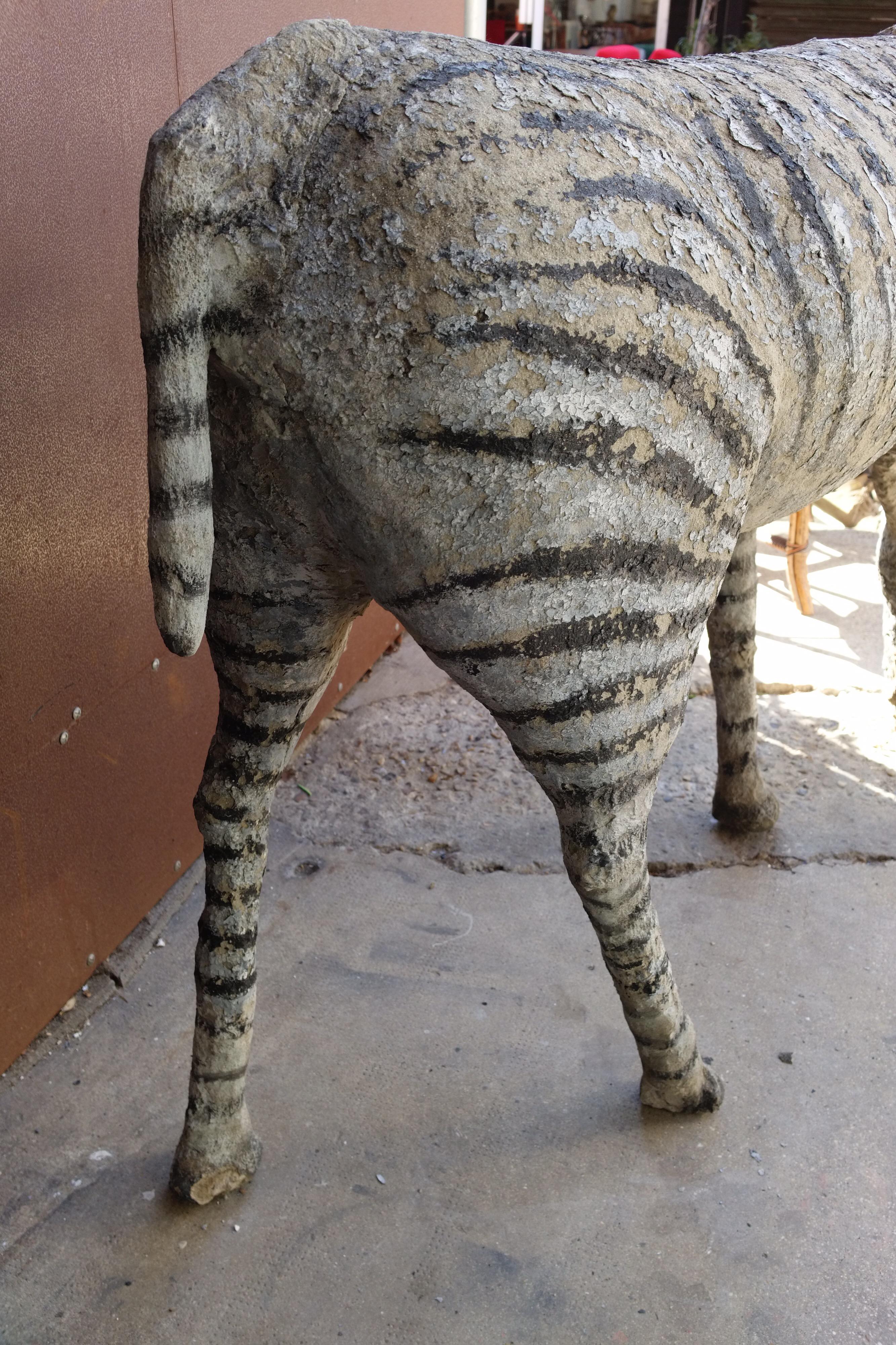 Painted Concrete Zebra Coming from a Normandy Zoo, circa 1900 For Sale 6