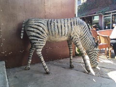 Painted Concrete Zebra Coming from a Normandy Zoo, circa 1900