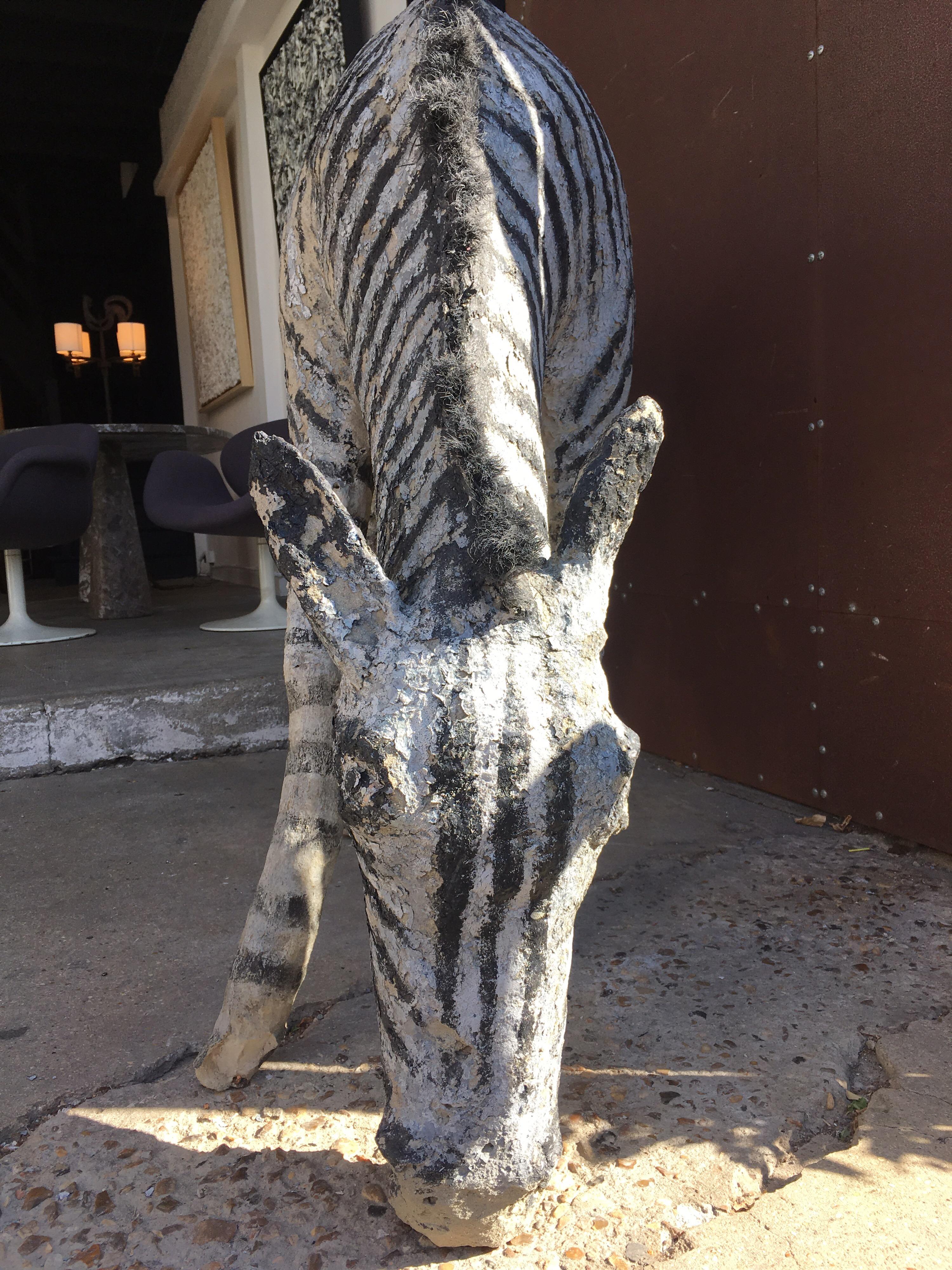 French Painted Concrete Zebra Coming from a Normandy Zoo, circa 1900 For Sale