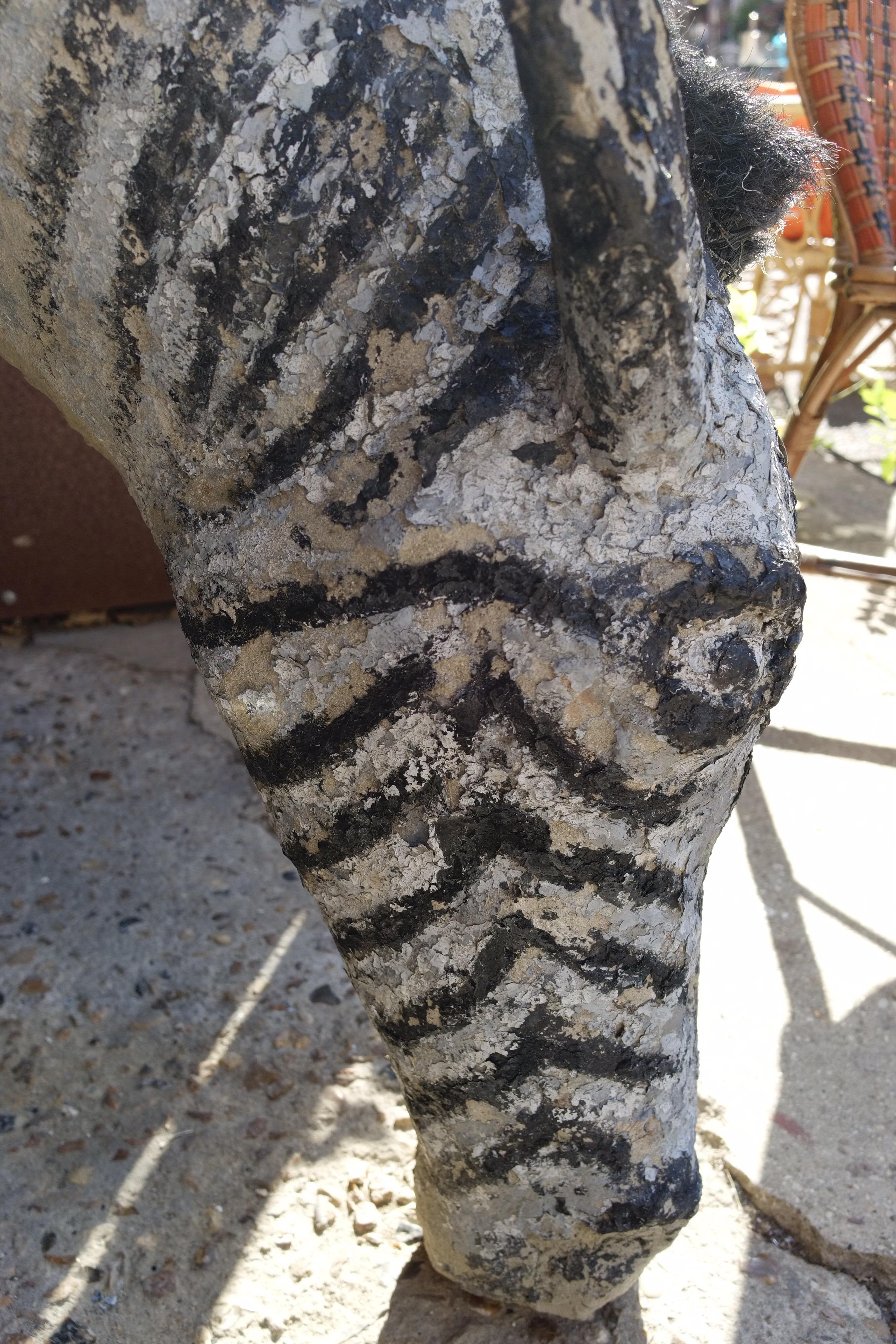 Painted Concrete Zebra Coming from a Normandy Zoo, circa 1900 For Sale 4