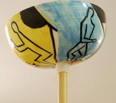 Painted Cone Ceramic Pendant by Iodice Urbino, Italy, 1950s