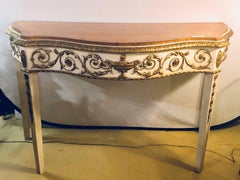 Painted Console or Demilune Table Fine Wood Top Louis XV Style by Maison Jansen